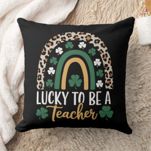 Lucky To Be A Teacher Rainbow St Patrick's Day Cushion