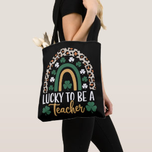 Lucky To Be A Teacher Rainbow St Patrick's Day Tote Bag