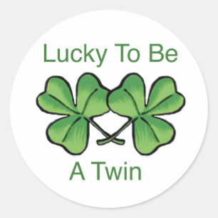 Lucky To Be A Twin Classic Round Sticker