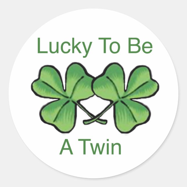 Lucky To Be A Twin Classic Round Sticker (Front)