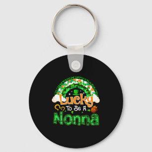 Lucky to be nonna grandma shamrock rainbow st key ring