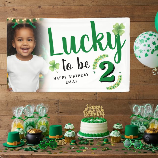 Lucky to be St Patrick's Day Photo Kids Birthday Banner (Creator Uploaded)