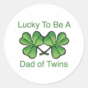 Lucky To Be Twin Dad Classic Round Sticker