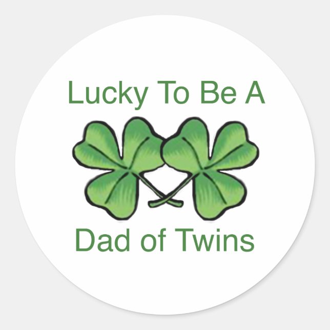 Lucky To Be Twin Dad Classic Round Sticker (Front)