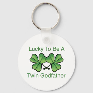 Lucky To Be Twin Godfather Key Ring