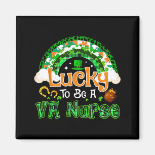 Lucky To Be Va Nurse Shamrock Rainbow St Patricks Magnet
