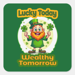 Lucky Today Wealthy Tomorrow - Autocolante Square Sticker