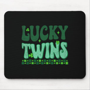 Lucky Twins Family Matching Retro Groovy St Patric Mouse Pad