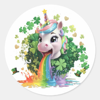 Lucky Unicorn Shamrock St Patricks Day Lepricorn Classic Round Sticker