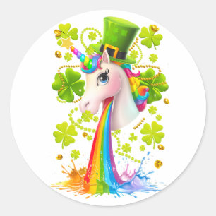 Lucky Unicorn Shamrock St Patricks Day Lepricorn Classic Round Sticker