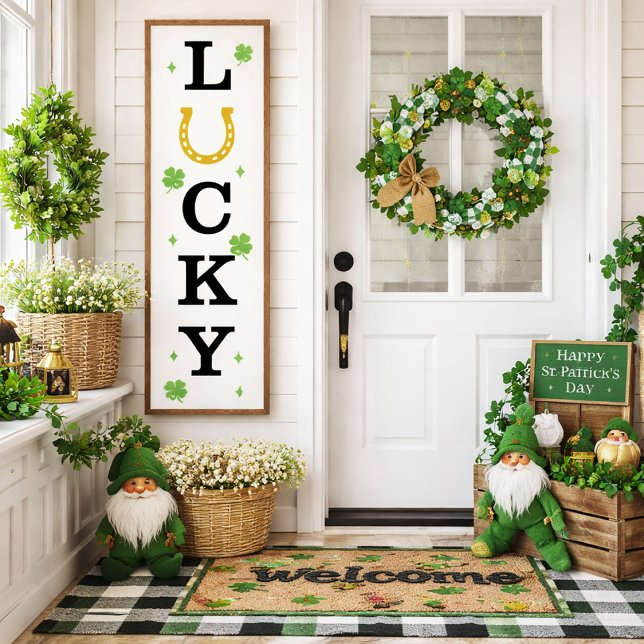 Lucky Vertical Sign with Horseshoe and Clovers (Creator Uploaded)