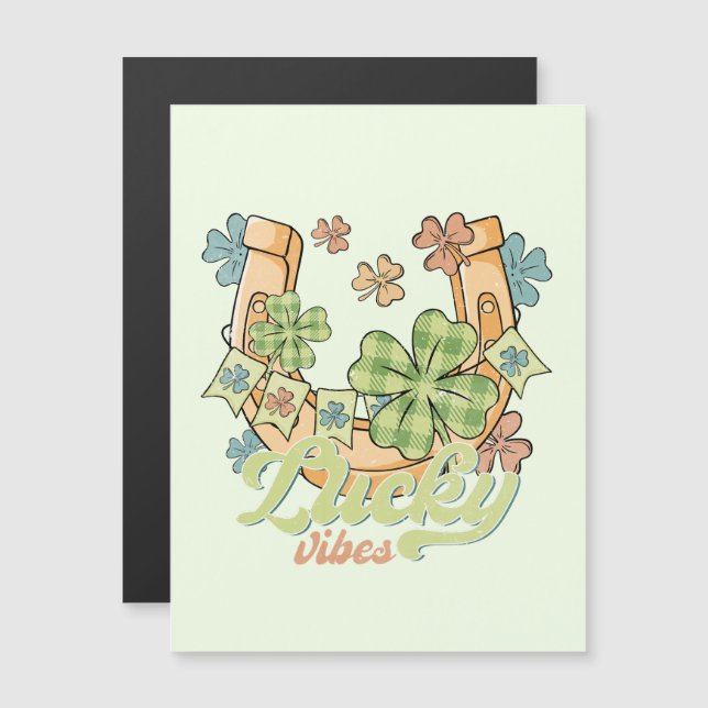 Lucky Vibes - Colourful Clovers & Golden Horseshoe (Front/Back)