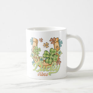 Lucky Vibes - Colourful Clovers & Golden Horseshoe Coffee Mug