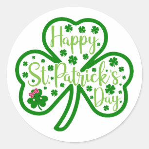 Lucky Vibes – Happy St. Patrick’s Day! 🍀✨ Classic Round Sticker