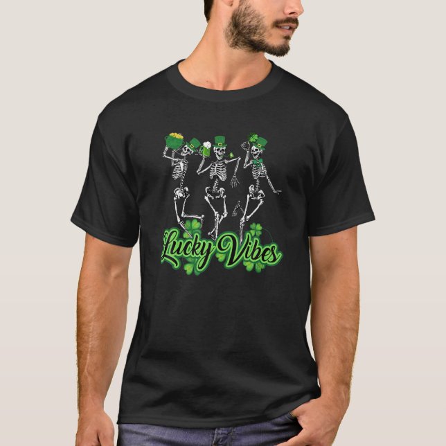 Lucky Vibes Leprechaun Top Hat Skeleton Dancing St (Front)