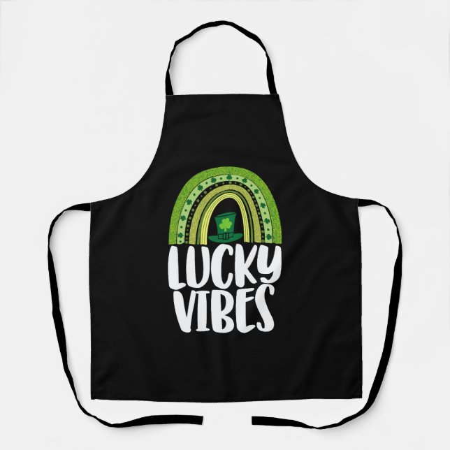 Lucky Vibes St Patricks Day Apron (Front)