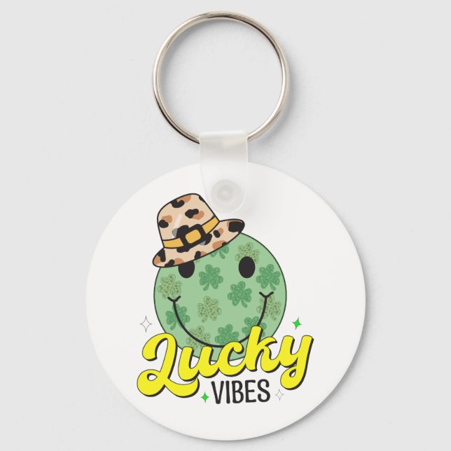 lucky vibes st patricks day key ring (Front)