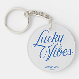 Lucky Vibes Vintage Aesthetic Round Acrylic Key Ring