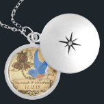 Lucky Vintage Bluebird Wedding Anniversary Silver Plated Necklace<br><div class="desc">Keepsake Necklaces Choose either Silver Plated Gold Finish or Sterling Silver Unique Personalised Custom Anniversary Gift Wedding Keepsake Wedding Party Necklaces - to change background colour - click customise - click edit - choose last tool in drop down menu and choose from one of the colours shown or enter your...</div>