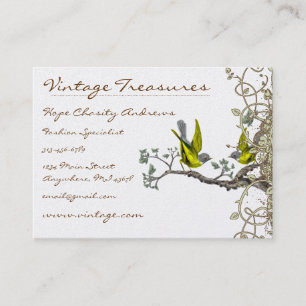 Lucky Vintage Love Birds Swirl Design Business Card