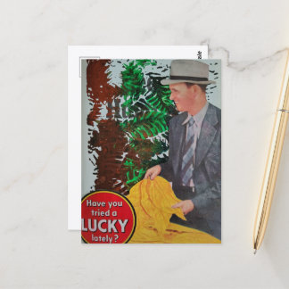 Lucky Vintage Man Collage Postcard