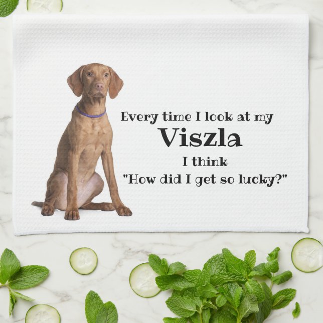 Lucky Vizsla Tea Towel (Folded)