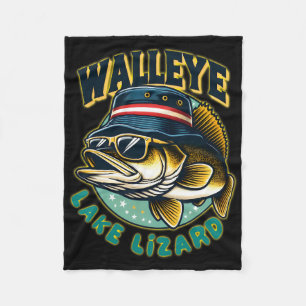 Lucky Walleye Lake Lizard Fishing Fleece Blanket