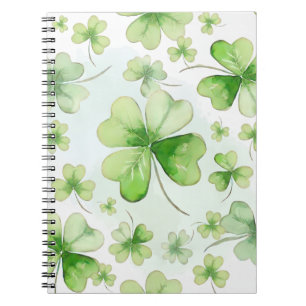 Lucky Watercolor Four Leaf Clover Irish Mom Dad Notebook