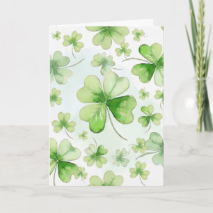 Lucky Watercolor Four Leaf Clover Irish Mum Dad Card