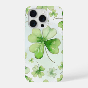 Lucky Watercolor Four Leaf Clover Irish Mum Dad iPhone 15 Pro Case