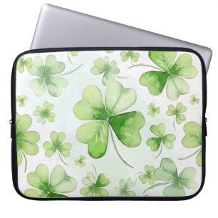 Lucky Watercolor Four Leaf Clover Irish Mum Dad Laptop Sleeve
