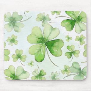 Lucky Watercolor Four Leaf Clover Irish Mum Dad Mouse Pad