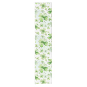 Lucky Watercolor Four Leaf Clover Irish Mum Dad Short Table Runner