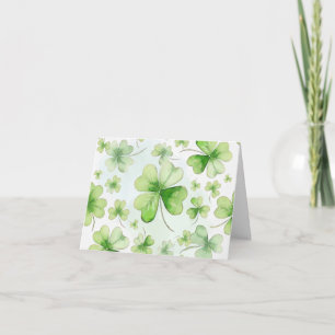 Lucky Watercolor Four Leaf Clover Irish Mum Dad Thank You Card