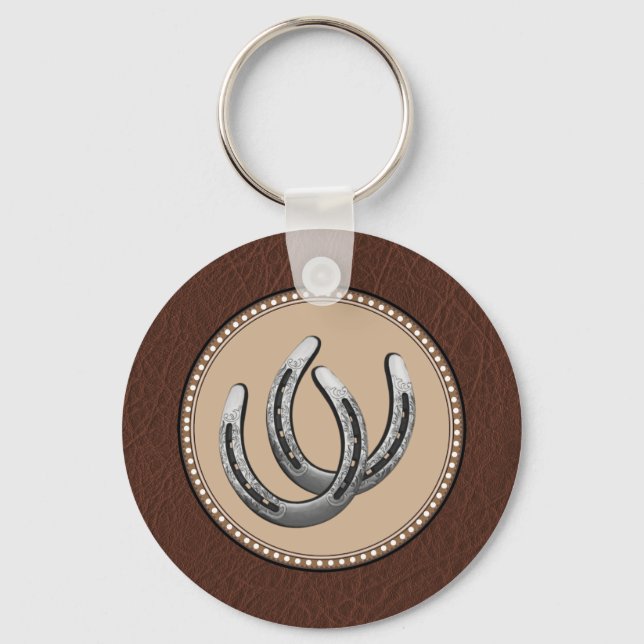 Lucky Western Silver Horseshoes Key Ring (Front)