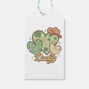 Lucky Western St Patricks Day Heart Shamrock Irish Gift Tags