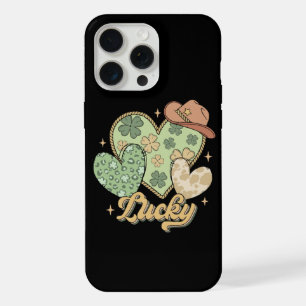 Lucky Western St Patricks Day Heart Shamrock Irish iPhone 15 Pro Max Case