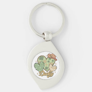 Lucky Western St Patricks Day Heart Shamrock Irish Key Ring