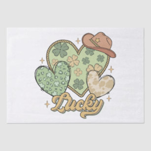 Lucky Western St Patricks Day Heart Shamrock Irish Tissue Paper