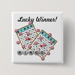 Lucky Winner Bingo Theme 15 Cm Square Badge