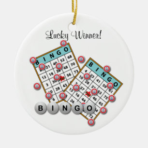 Lucky Winner Bingo Theme Dedication Ceramic Tree Decoration