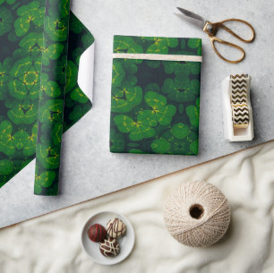 Lucky Wrap Green Irish Clover Pattern No1 Wrapping Paper
