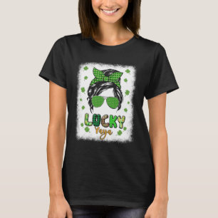 Lucky Yaya Messy Bun St Patricks Day for Women T-Shirt