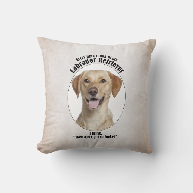 Lucky Yellow Lab Cushion (Front)