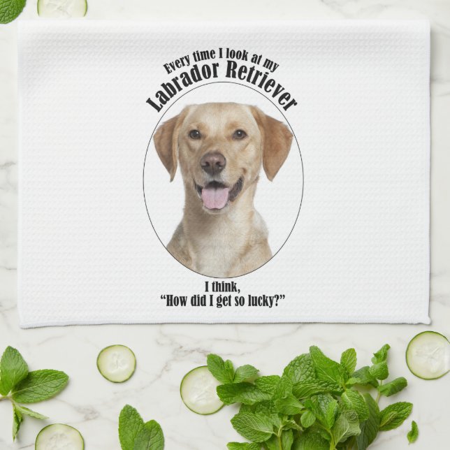 Lucky Yellow Lab Tea Towel (Folded)