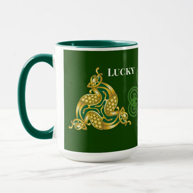 Lucky You Celtic Design Saint Patrick's Day Green  Mug (Left)