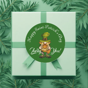 Lucky You Gnome Green Happy Saint Patrick's Day  Classic Round Sticker