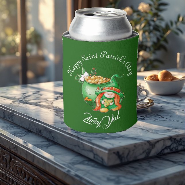 Lucky You Gnome Saint Patrick's Day Pot Of Gold   Can Cooler (Lucky You Gnome Saint Patrick's Day Pot Of Gold Can Cooler)