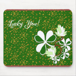 Lucky You Green Shamrock Saint Patrick's Day Mouse Pad