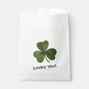 Lucky You Green Shamrock with Custom Text Favour Bag